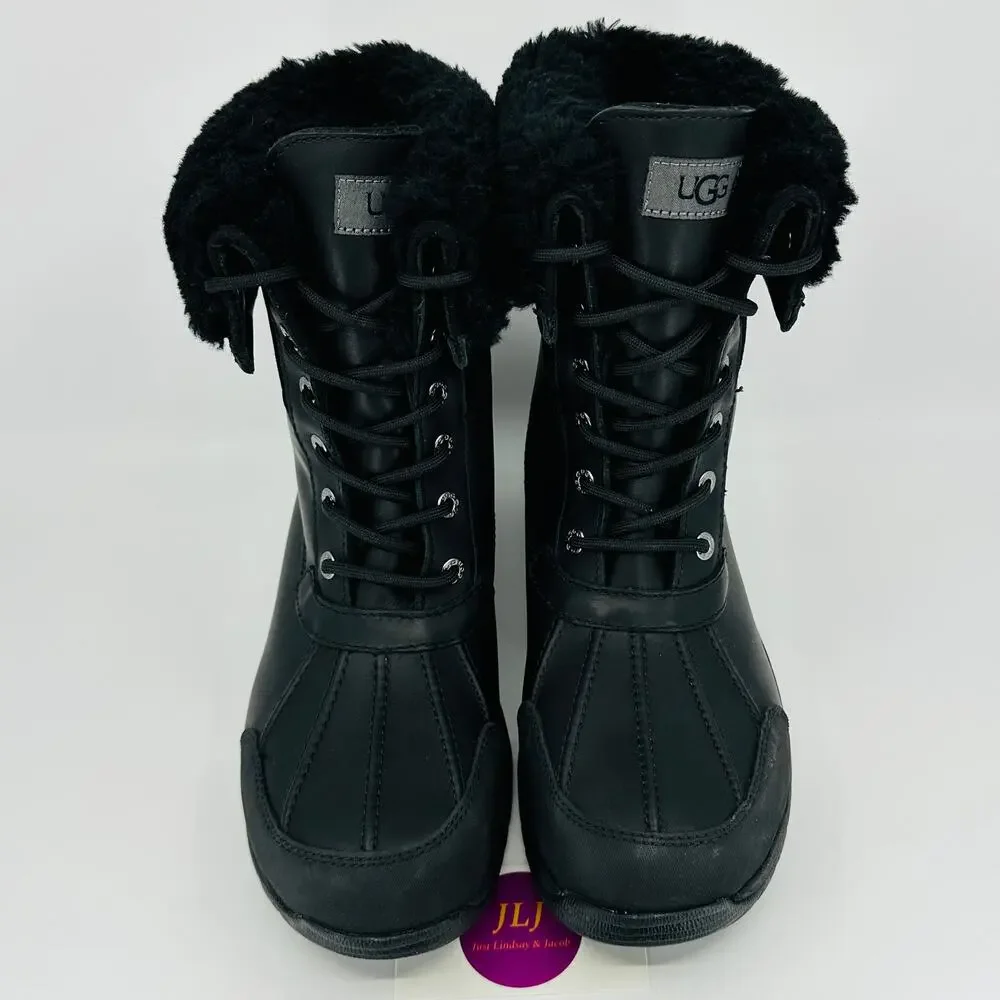 UGG Men's Butte Black Waterproof Leather Vibram Winter Snow Boots 5521 Size 9